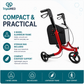 TripleMED Three-Wheel Aluminium Rollator Walker with Bag Red