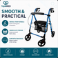 TripleMED Aluminium Rollator Walker with Seat and Backrest - Blue