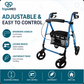 TripleMED Aluminium Rollator Walker with Seat and Backrest - Blue