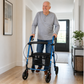 TripleMED Aluminium Rollator Walker with Seat and Backrest - Blue