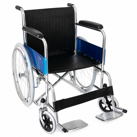 TripleMED Aluminium Manual Wheelchair with 46cm Seat - Silver