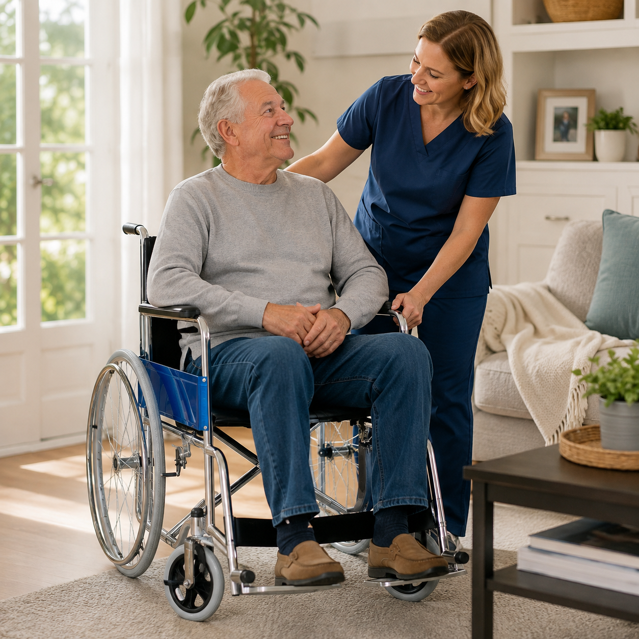 TripleMED Aluminium Manual Wheelchair with 46cm Seat - Silver