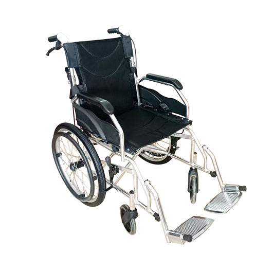 Lightweight Foldable Aluminium Wheelchair with Dual Brakes & Mesh Seat