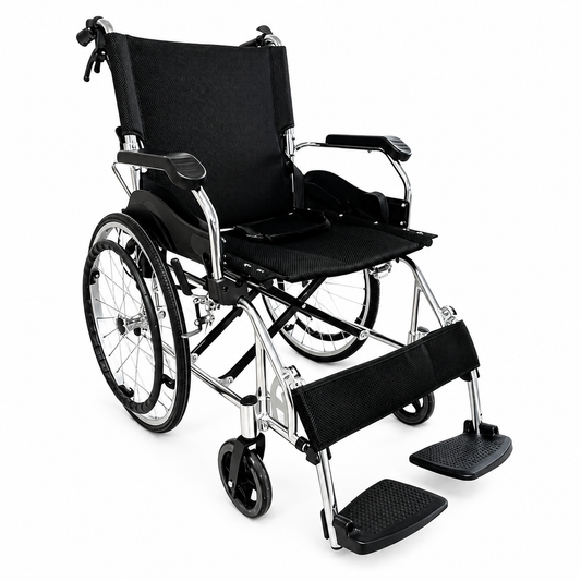 TripleMED Lightweight Foldable Aluminium Manual Wheelchair - Black
