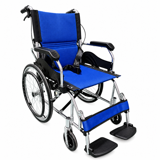 TripleMED Lightweight Foldable Aluminium Manual Wheelchair - Blue