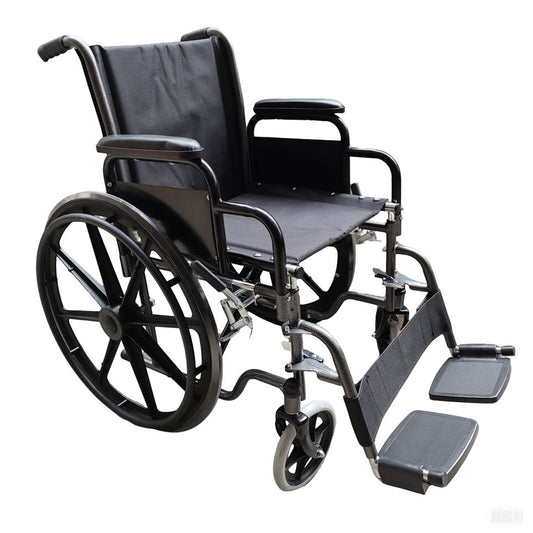 Lightweight Foldable Wheelchair with 18" Seat & Detachable Footrest