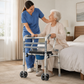 TripleMED 2-in-1 Foldable Commode Walker with Wheels Silver
