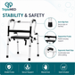TripleMED Foldable Mobility Walker with Flip-Up Seat & Wheels