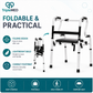 TripleMED Foldable Mobility Walker with Flip-Up Seat & Wheels