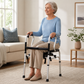 TripleMED Foldable Mobility Walker with Flip-Up Seat & Wheels