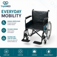 TripleMED Aluminium Manual Wheelchair with 46cm Seat - Black
