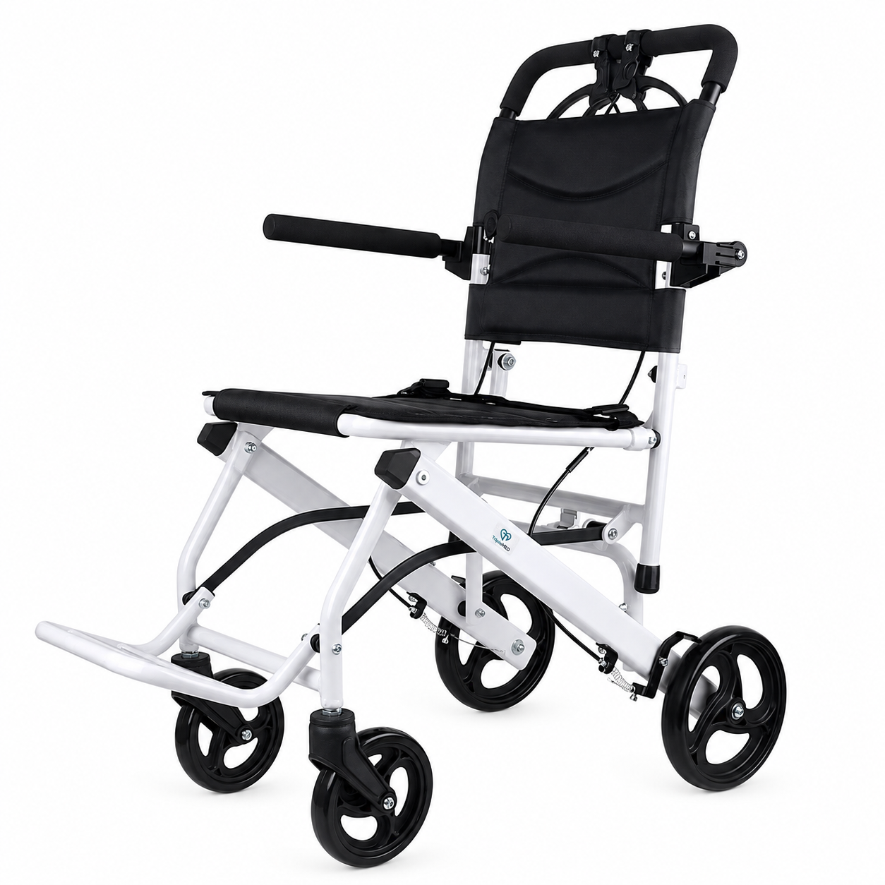 TripleMED Lightweight Foldable Transport Wheelchair - White