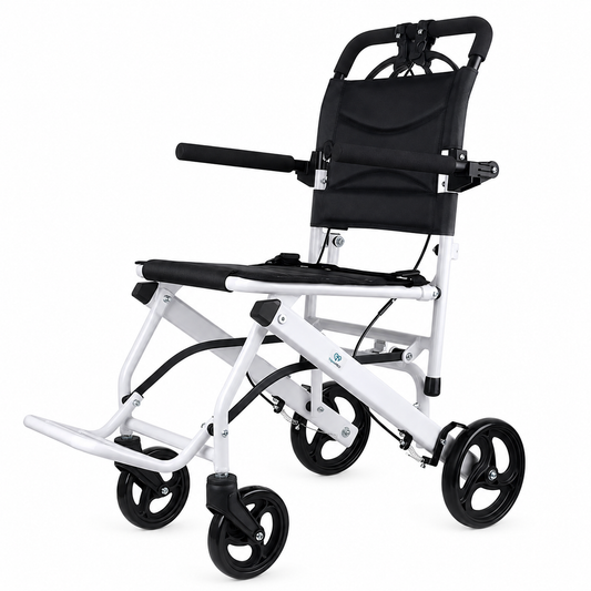 TripleMED Lightweight Foldable Transport Wheelchair - White