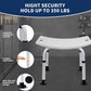 Adjustable Shower Stool - White & Grey Aluminium Frame, Anti-Slip Feet