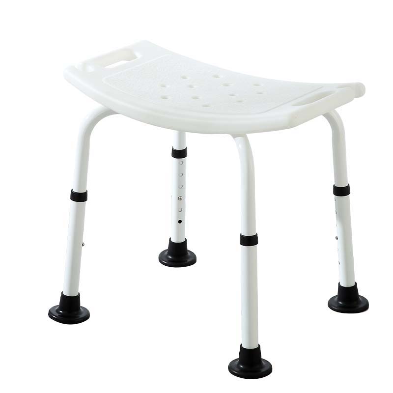 Adjustable Shower Stool - White & Grey Aluminium Frame, Anti-Slip Feet
