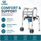 TripleMED 2-in-1 Foldable Commode Walker with Wheels Silver