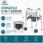 TripleMED 2-in-1 Foldable Commode Walker with Wheels Silver